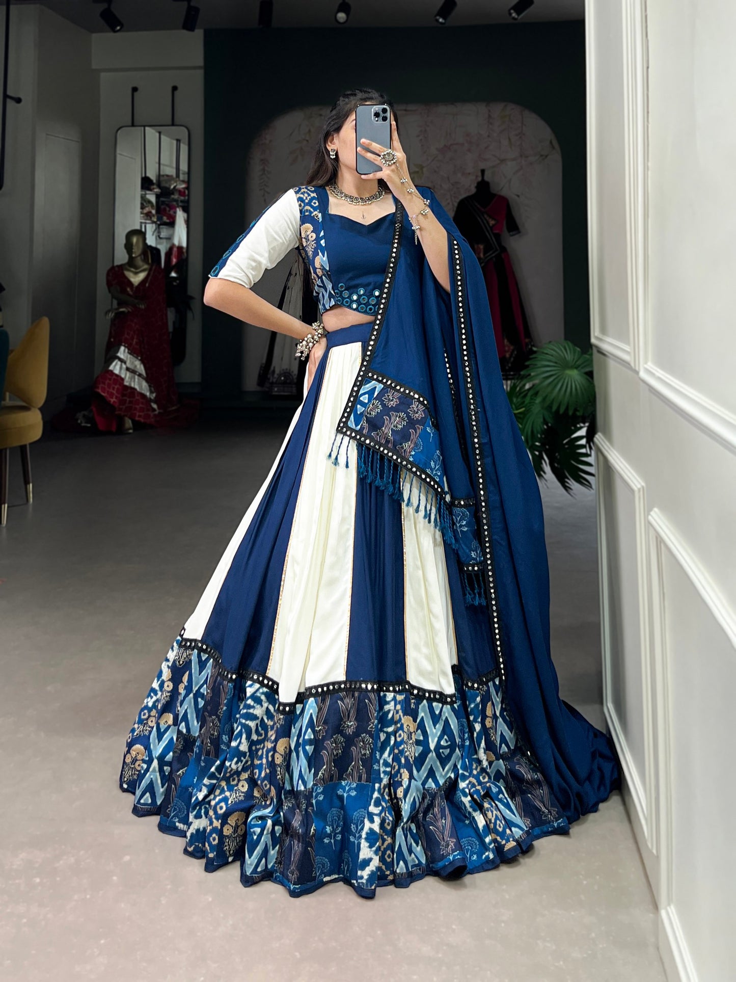 Beautiful lehenga Pure Rayon fabric &  Plain And Printed With Original Mirror Work