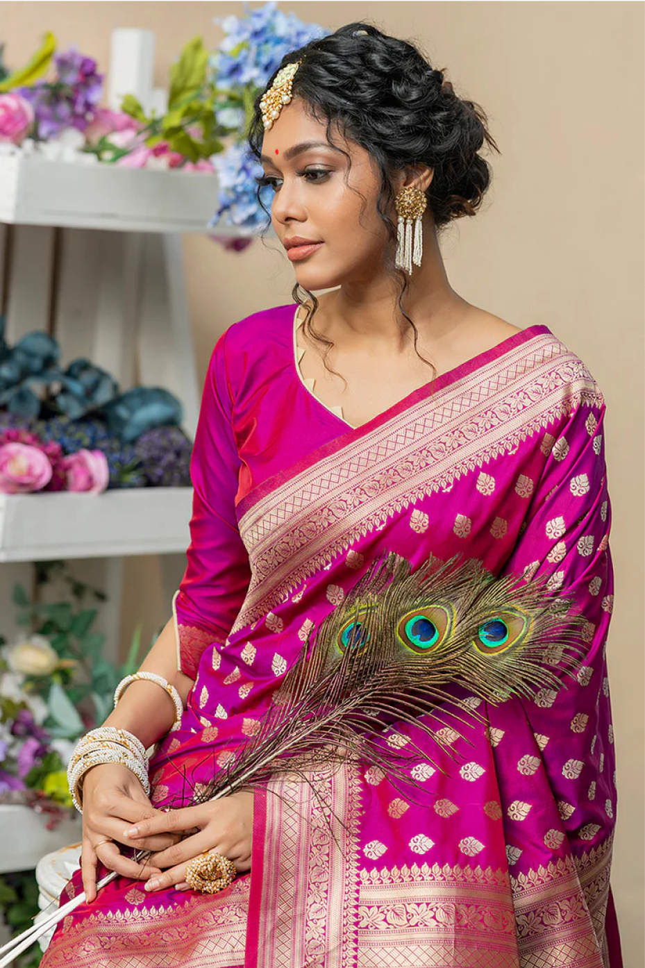 Rani Pink Soft Banarasi Katan Silk  Saree With Fancy Tassels